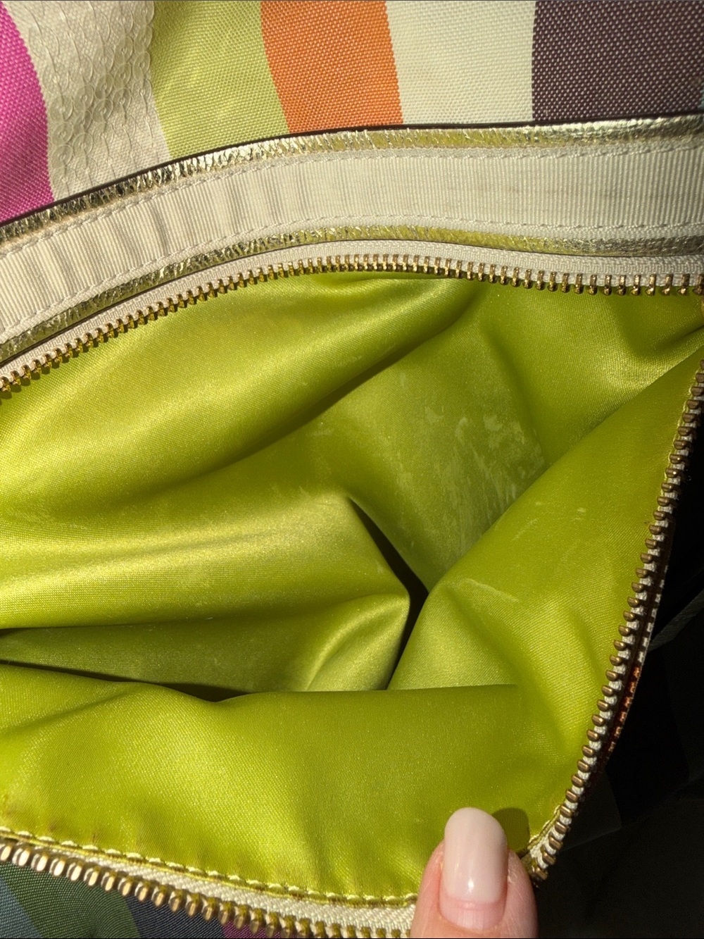 Coach Striped Multicolor Shoulder Bag with Gold Handles 2011 Tag No K1182-19021 - Picture 8 of 14
